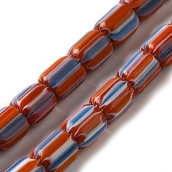 Handmade Lampwork Beads, Column, Coral, 6~11x7~8mm, Hole: 1.8mm, about 62~72pcs/strand, 25.59~25.98''(65~66cm)(LAMP-B023-05A-05)