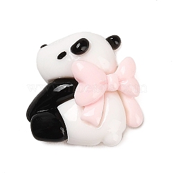 Opaque Resin Animal Cabochons, Cute Panda with Bowknot, WhiteSmoke, 19.5x20x8mm(CRES-M024-01B)