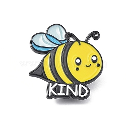 Bee Enamel Pins, Electrophoresis Black Alloy Cartoon Brooch for Backpack Clothes, Gold, 29x26.5x1.7mm(JEWB-Q027-05EB-01)