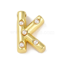 Brass Pendant, with ABS, Letter A~Z, Letter K, 20.5x14x6.5mm, Hole: 3.5mm(KK-M009-01K)