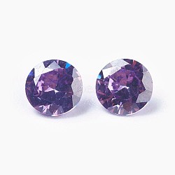 Cubic Zirconia Pointed Back Cabochons, Diamond, Faceted, Indigo, 5x3mm(ZIRC-WH0001-B05)