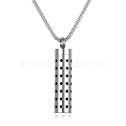 Titanium Steel Perfume Bottle Necklaces, Column with Aromatherapy Cotton Sheet Inside Necklace, Round, 25.59 inch(65cm)(PW-WG16277-16)