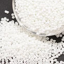 6/0 Glass Seed Beads, Grade A, Round, Opaque Colours, White, 3.6~4.0mm, Hole: 1.2mm, about 500pcs/50g(X-SEED-J014-F6-41)