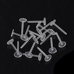 Plastic Stud Earring Findings, Flat Round, Clear, 4.5~5mm, Pin: 0.8mm, about 625pcs/10g(X-KY-R011-01)