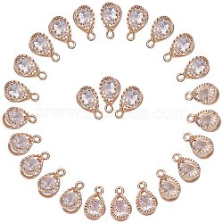 Drop Alloy Charms, with Cubic Zirconia, Light Gold, 13x8x6mm, Hole: 1mm(ZIRC-PH0002-02KCG)