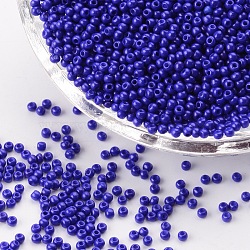 12/0 Grade A Round Glass Seed Beads, Baking Paint, Blue, 12/0, 2x1.5mm, Hole: 0.7mm, about 30000pcs/bag(SEED-Q009-FJX02)