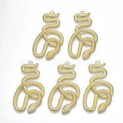 Rack Plating Alloy Big Pendants, Cadmium Free & Lead Free, Snake, Light Gold, 53x30x4.5mm, Hole: 2mm(PALLOY-S132-172-RS)