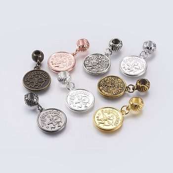 Alloy European Dangle Charms, Large Hole Pendants, Constellation/Zodiac Sign, Mixed Color, with Word Optimistic, Sagittarius, 33mm, Hole: 4.5mm, Pendant: 20.5x17.5x2mm