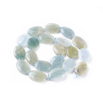 Natural Aquamarine Beads Strands, Oval, 17~19x13~14x3~6mm, Hole: 1mm, about 20pcs/strand, 15.9 inch(40.5cm)
