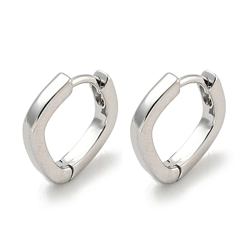 Brass Hoop Earrings, Real Platinum Plated, 12.5x2mm