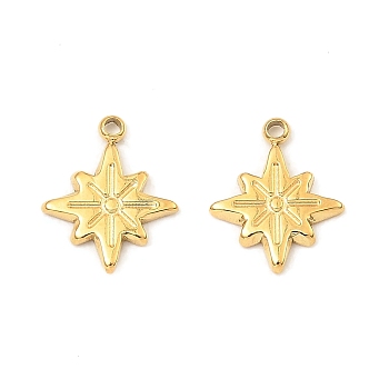 304 Stainless Steel Charms, Star Charm, Real 18K Gold Plated, 11x9x1mm, Hole: 1mm