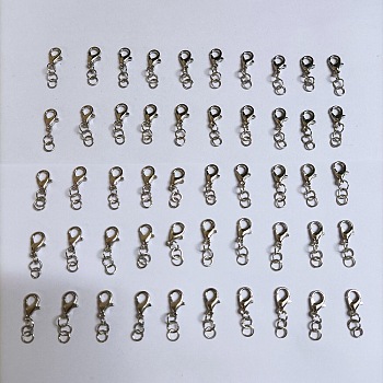 50Pcs Zinc Alloy Lobster Claw Clasps, with Iron Open Jump Rings, Platinum, 22mm