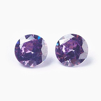 Cubic Zirconia Pointed Back Cabochons, Diamond, Faceted, Indigo, 5x3mm