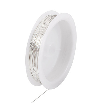 Copper Wire, Round, for Jewelry Making, Silver, 24 Gauge, 0.5mm, about 75.46 Feet(23m)/Roll