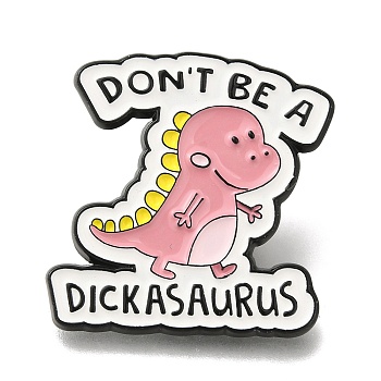 Animal Safety Don't be a Dickasaurus Enamel Pins, Black Alloy Badge for Suit Shirt Collar, Men/Women, Dinosaur, 31x29x1.5mm