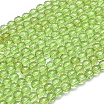 Natural Peridot Beads Strands, Grade A, Round, 3mm, Hole: 0.5mm, about 130pcs/Strand, 15.35 inch(39cm)