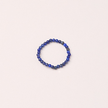 Adjustable Natural Lapis Lazuli Bead Finger Rings, Stretch Rings, Inner Diameter: 16.2~16.6mm