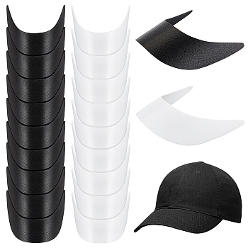20Pcs 2 Colors Plastic Hat Brim Board for Peaked Cap, Sport Cap, Sun Visor Hat, Mixed Color, 130~140x145~147x2mm, 10pcs/color