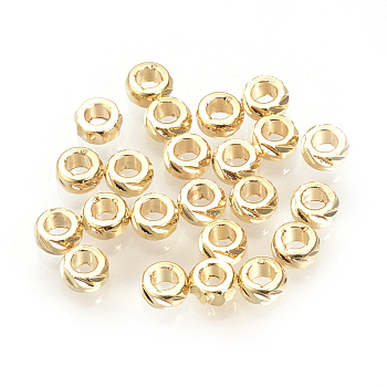 Brass Spacer Beads, Real 18K Gold Plated, Ring, Golden, 3x1.5mm, Hole: 1.5mm