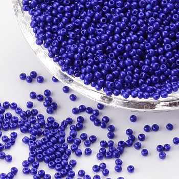 12/0 Grade A Round Glass Seed Beads, Baking Paint, Blue, 12/0, 2x1.5mm, Hole: 0.7mm, about 30000pcs/bag