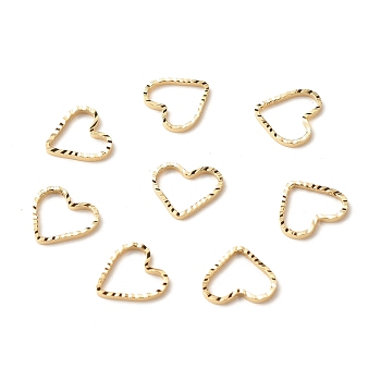 Brass Linking Rings, Long-Lasting Plated, Cadmium Free & Lead Free, Heart, Real 24K Gold Plated, 8.5~9x9x1mm, Inner Diameter: 6x8mm