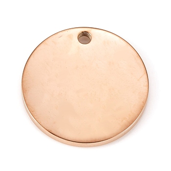 304 Stainless Steel Stamping Blank Tag Pendants, Flat Round, Rose Gold, 16x1.5mm
