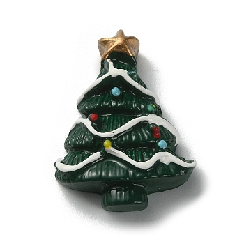 Christmas Theme Opaque Resin Cabochons, Christmas Tree, Gold, 27x20x7.5mm