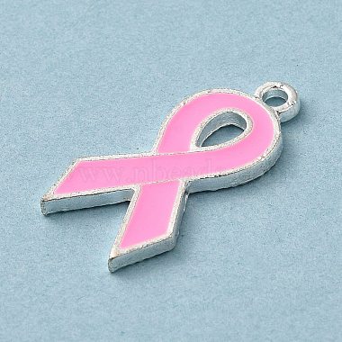 Emaille-Anhänger mit rosafarbenem Brustkrebs-Bewusstseinsband(ENAM-A147-01L)-2