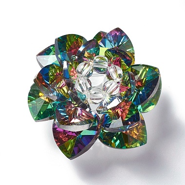 47mm Colorful Flower Glass Beads