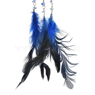Iron Woven Web/Net with Feather Pendant Decorations(AJEW-P097-09)-3
