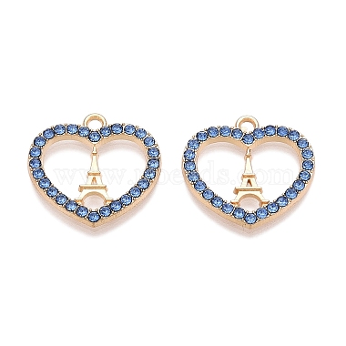 Golden Heart Alloy+Rhinestone Pendants