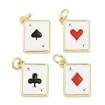 Brass Enamel Charms, with Jump Ring, Cadmium Free & Lead Free, Long-Lasting Plated, Rack Plating, Playing Card Charms, Real 18K Gold Plated, Mixed Shapes, 15x12.5x2mm, Hole: 3mm(KK-G522-44G)