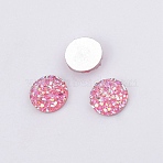 Druzy Resin Cabochons, Round, Pink, 10x3.3mm(RESI-WH0026-03A-01)