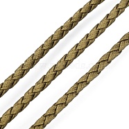 Braided PU Leather Cords, Round, Dark Khaki, 4mm, about 2.19 Yards(2m)/Strand(WL-WH0005-002H)