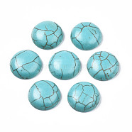 Craft Findings Dyed Synthetic Turquoise Gemstone Flat Back Dome Cabochons, Half Round, Dark Turquoise, 18x6mm(TURQ-S266-18mm-01)