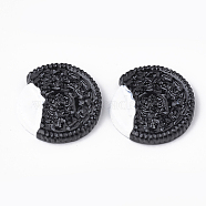 Opaque Resin Decoden Cabochons, Biscuit, Black, 26x4.5mm(CRES-S304-18)