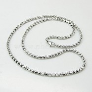 304 Stainless Steel Necklaces Men's Rolo Chain Necklaces, with Lobster Claw Clasps, Stainless Steel Color, 18.89 inch(48cm)(NJEW-H411-95)