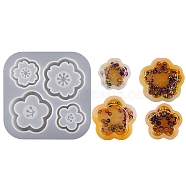 Flower Shaker Mold, DIY Quicksand Jewelry Silicone Molds, Resin Casting Molds, For UV Resin, Epoxy Resin Jewelry Making, White, 90x90x11mm, Inner Diameter: 30~43mm(DIY-P074-06B)