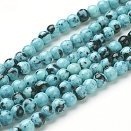 Synthetic Ocean White Jade Bead Strands, Dyed, Round, Sky Blue, 10mm, Hole: 1mm, about 38pcs/strand, 15.7 inch(400mm)(X-G-J350-10mm-07)