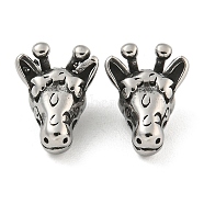 Retro 304 Stainless Steel Beads, Giraffe, Antique Silver, 11.5x9x6mm, Hole: 1.5mm(STAS-B071-19AS)