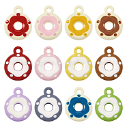 24Pcs 12 Colors Frosted Painted Colored Alloy Pendants, Donut, Mixed Color, 12.5x10x3mm, Hole: 1.5mm, 2pcs/color(FIND-TA0003-24)
