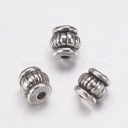 Tibetan Style Beads, Lead Free, Barrel, Antique Silver, 5x5x5mm, Hole: 1.5mm(X-TIBEB-Q043-AS-LF)