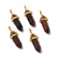Synthetic Mahogany Obsidian Pendants, Faceted, with Golden Tone Brass Findings, Lead free & Cadmium Free, Bullet, 27~30x9~10x7~8mm, Hole: 4x3mm(G-K329-14G)