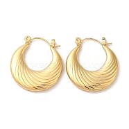 Ion Plating(IP) 304 Stainless Steel Thick Hoop Earrings, Real 14K Gold Plated, 25x23x3mm(EJEW-Z022-08G)