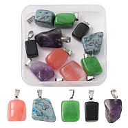 10Pcs 5 Styles Natural & Synthetic Mixed Gemstone Pendants, Nuggets Charms, with Stainless Steel Color Tone Stainless Steel Snap On Bails, Mixed Dyed and Undyed, 15~35x10~20x5~15mm, Hole: 3x7.5mm, 2pcs/style(G-YW0001-37)