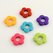 Opaque Acrylic Flower Bead Frames, Mixed Color, 20x4mm, Hole: 2mm, Inner diameter: 7mm, about 655pcs/500g(SACR-Q099-M67)