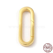 Rack Plating 925 Sterling Silver Spring Gate Rings, Oval, Real 18K Gold Plated, 21.5x8x2.5mm(FIND-Z008-02G)