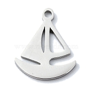 304 Stainless Steel Pendants, Laser Cut, Sailboat Charms, Stainless Steel Color, 15.5x13x1mm, Hole: 1mm(STAS-C097-19P)