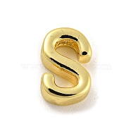 Brass Pendants, Real 18K Gold Plated, Letter S, 8.5x5.5x3mm, Hole: 1.2mm(KK-P263-13G-S)