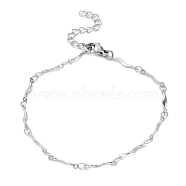 304 Stainless Steel Wave Bar Link Chain Bracelets, Stainless Steel Color, 7-1/4 inch(18.5cm)(BJEW-K226-12P)